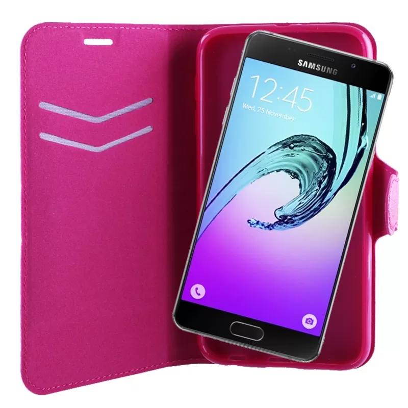VOLTE-TEL ΘΗΚΗ SAMSUNG A5 2016 A510 LINE LEATHER-TPU BOOK STAN PINK - Image 4