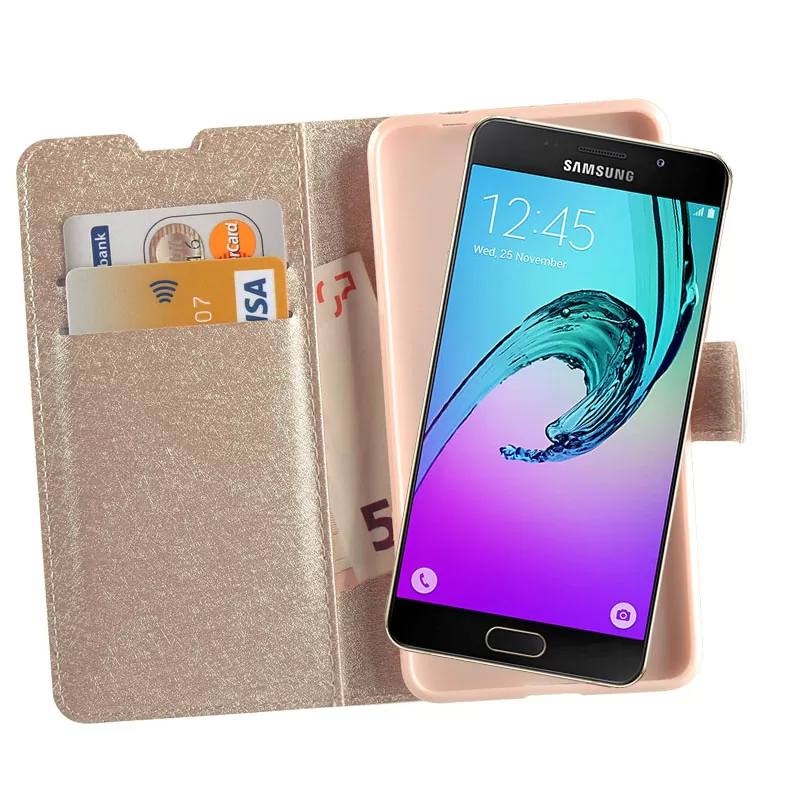 VOLTE-TEL ΘΗΚΗ SAMSUNG A7 A710 2016 LEATHER GOLD-TPU BOOK STAND - Image 4