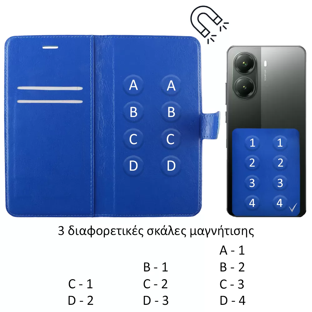 VOLTE-TEL LEATHER BOOK 3M ΘΗΚΗ UNIVERSAL 5.7in-6.3in MAGNET BLUE - Image 3