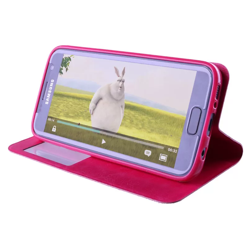 VOLTE-TEL LEATHER-TPU VIEW ΘΗΚΗ SAMSUNG S7 G930 5.1inBOOK STAND PINK - Image 3