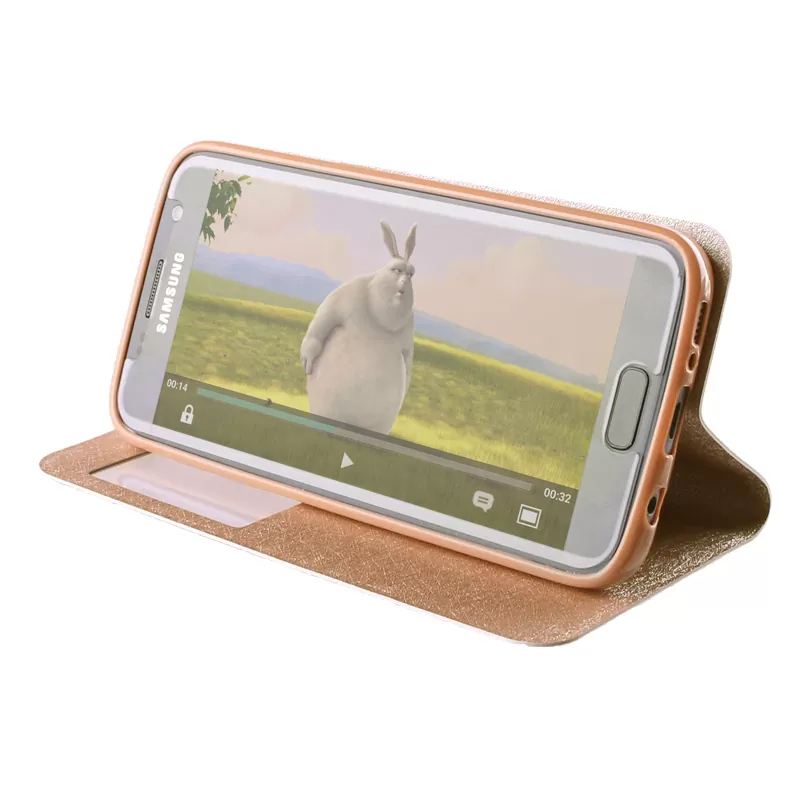 VOLTE-TEL LEATHER GOLD-TPU VIEW BOOK STAND ΘΗΚΗ SAMSUNG S7 G930 - Image 3