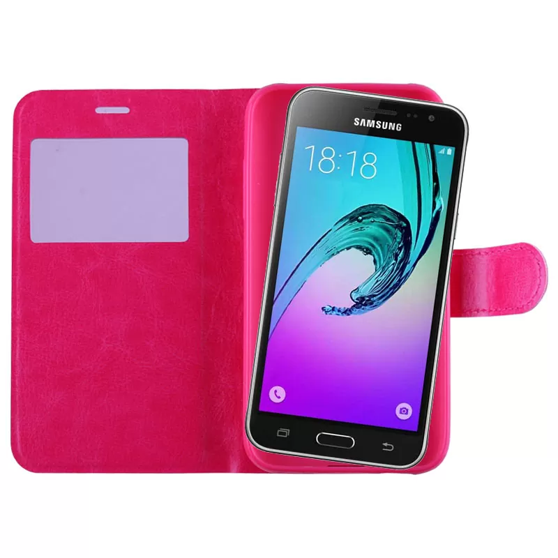 VOLTE-TEL LEATHER-TPU VIEW ΘΗΚΗ SAMSUNG J3 2016 J320 BOOK STAND PINK - Image 4