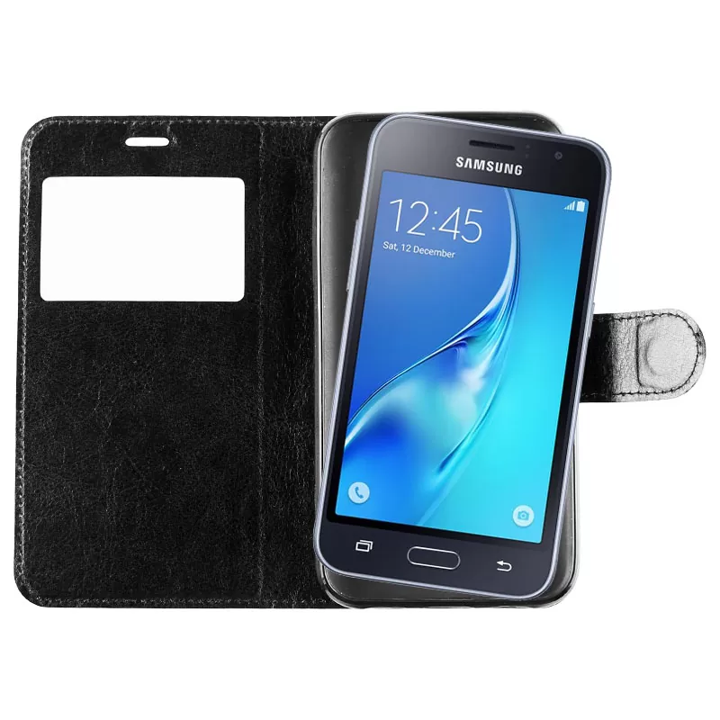 VOLTE-TEL LEATHER-TPU VIEW ΘΗΚΗ SAMSUNG J1 2016 J120 BOOK STAND BLACK - Image 4