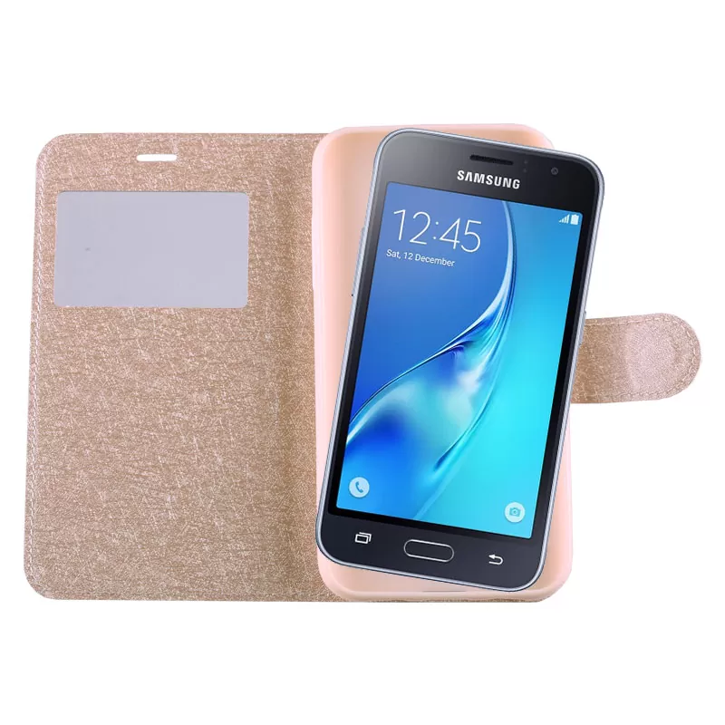 VOLTE-TEL LEATHER GOLD-TPU VIEW BOOK STAND ΘΗΚΗ SAMSUNG J1 2016 J120 - Image 4