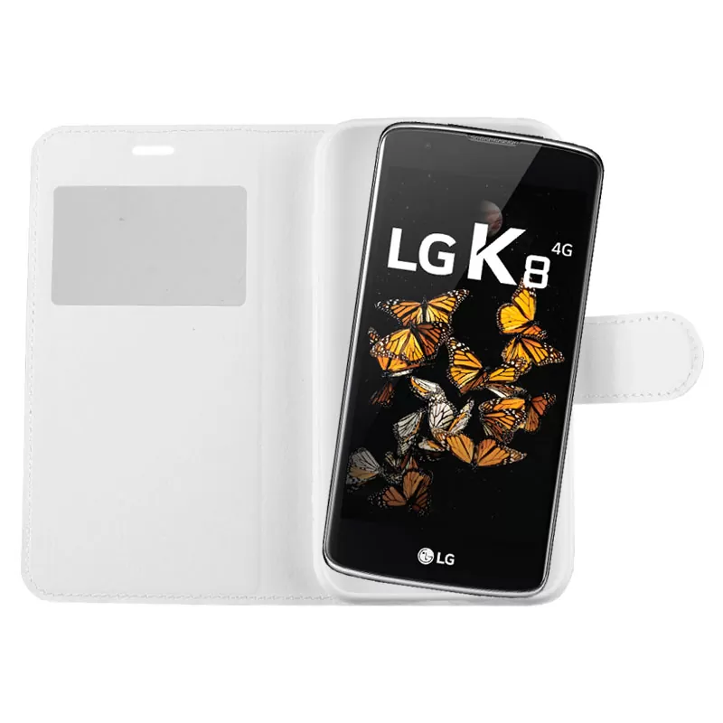 VOLTE-TEL LEATHER-TPU VIEW ΘΗΚΗ LG K8 K350N 5.0in BOOK STAND WHITE - Image 4