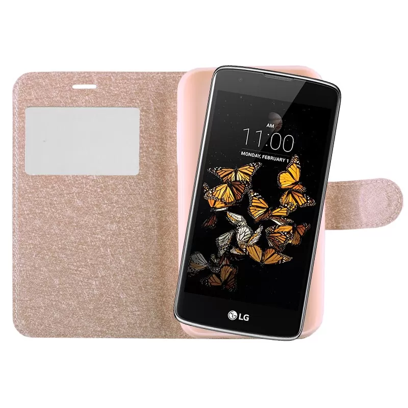VOLTE-TEL LEATHER GOLD-TPU VIEW BOOK STAND ΘΗΚΗ LG K8 K350N 5.0in - Image 4