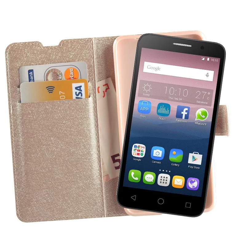 VOLTE-TEL LEATHER GOLD-TPU BOOK STAND ΘΗΚΗ ALCATEL LEATHER GOLD-TPU BOOK STAND POP 4 5.0in 5051 - Image 4