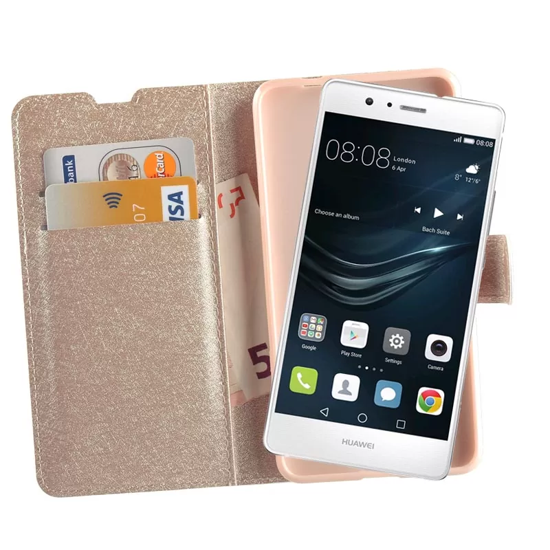 VOLTE-TEL LEATHER GOLD-TPU BOOK STAND ΘΗΚΗ HUAWEI P9 LITE 5.2in - Image 4
