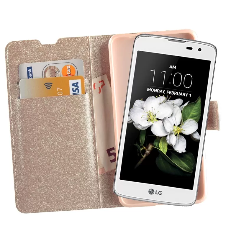 VOLTE-TEL LEATHER GOLD-TPU BOOK STAND ΘΗΚΗ LG K7 X210 5.0in - Image 4
