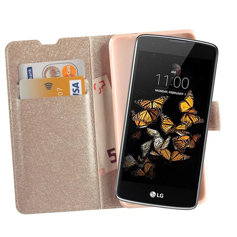 VOLTE-TEL LEATHER GOLD-TPU BOOK STAND ΘΗΚΗ LG K8 K350N 5.0in - Image 4