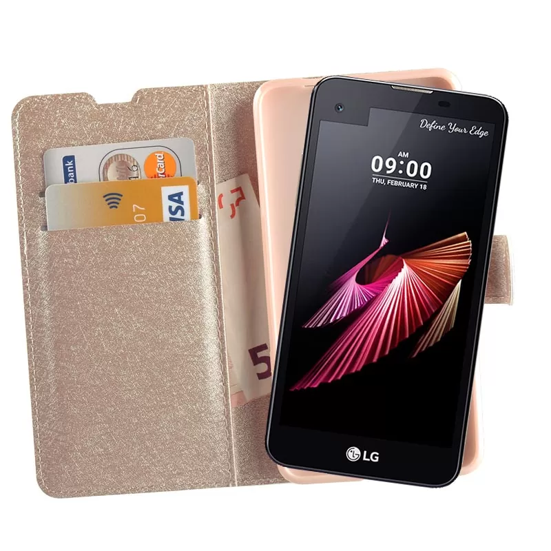 VOLTE-TEL LEATHER GOLD-TPU BOOK STAND ΘΗΚΗ LG X SCREEN K500N 4.93in - Image 4