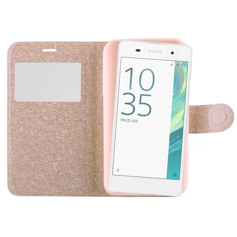 VOLTE-TEL LEATHER GOLD-TPU VIEW BOOK STAND ΘΗΚΗ SONY XPERIA E5 F3311 - Image 4