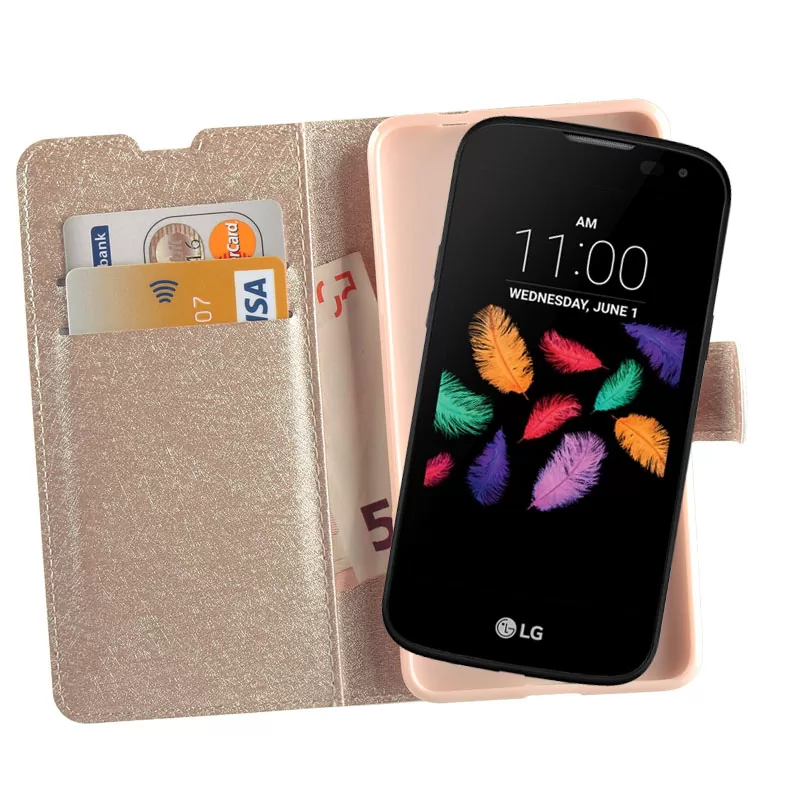 VOLTE-TEL LEATHER GOLD-TPU BOOK STAND ΘΗΚΗ LG K3 K100 4.5in - Image 4