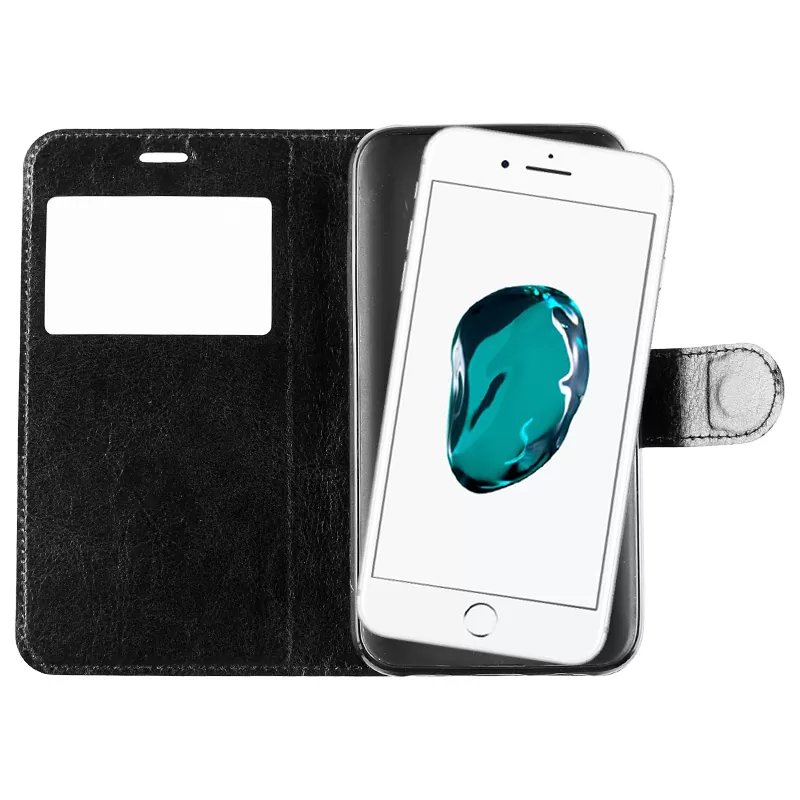 VOLTE-TEL LEATHER-TPU VIEW ΘΗΚΗ IPHONE 8/7 PLUS 5.5in BOOK STAND BLACK - Image 4