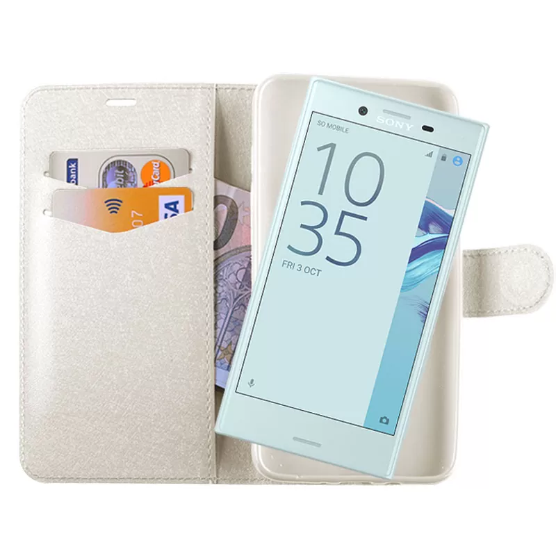 VOLTE-TEL LEATHER-TPU BOOK STAND ΘΗΚΗ SONY XPERIA X COMPACT SILK WHITE - Image 4