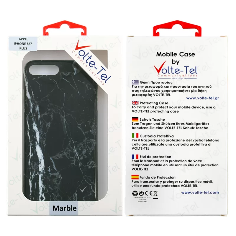VOLTE-TEL MARBLE ΘΗΚΗ IPHONE 8 PLUS/7 PLUS 5.5in TPU BLACK 01 - Image 2