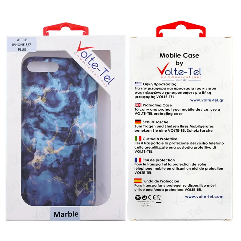 VOLTE-TEL MARBLE ΘΗΚΗ IPHONE 8 PLUS/7 PLUS 5.5in TPU BLUE 05 - Image 2