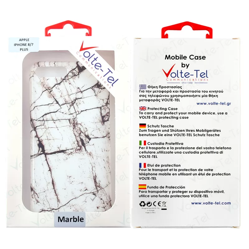 VOLTE-TEL MARBLE ΘΗΚΗ IPHONE 8 PLUS/7 PLUS 5.5in TPU WHITE 03 - Image 2