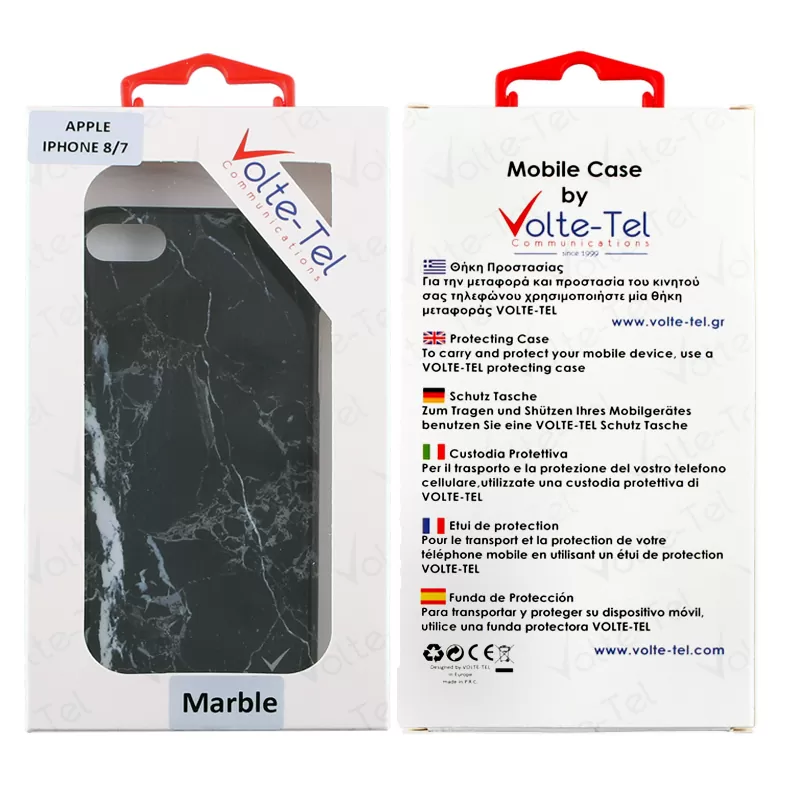 VOLTE-TEL MARBLE ΘΗΚΗ IPHONE SE 2022/IPHONE SE 2020/IPHONE 8/7 4.7in TPU BLACK 01 - Image 2