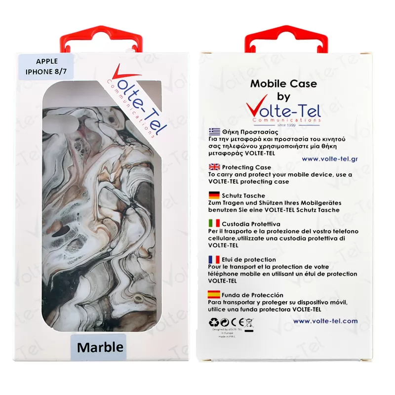 VOLTE-TEL MARBLE ΘΗΚΗ IPHONE SE 2022/IPHONE SE 2020/IPHONE 8/7 4.7in TPU BROWN 10 - Image 2