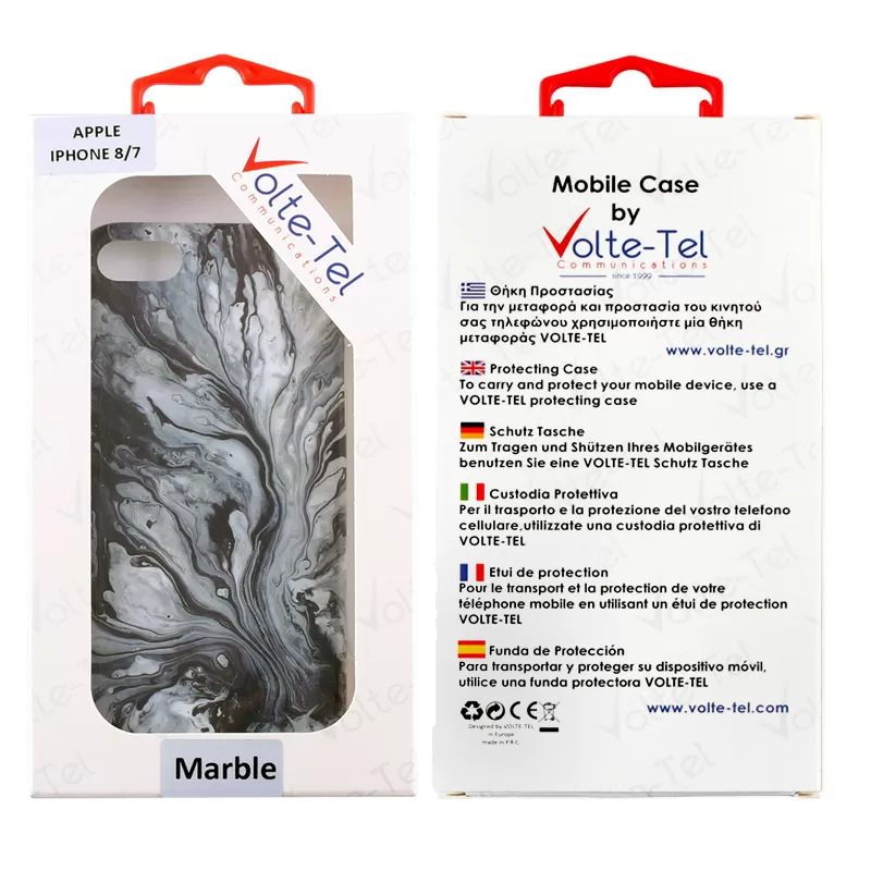 VOLTE-TEL MARBLE ΘΗΚΗ IPHONE SE 2022/IPHONE SE 2020/IPHONE 8/7 4.7in TPU GREY 02 - Image 2