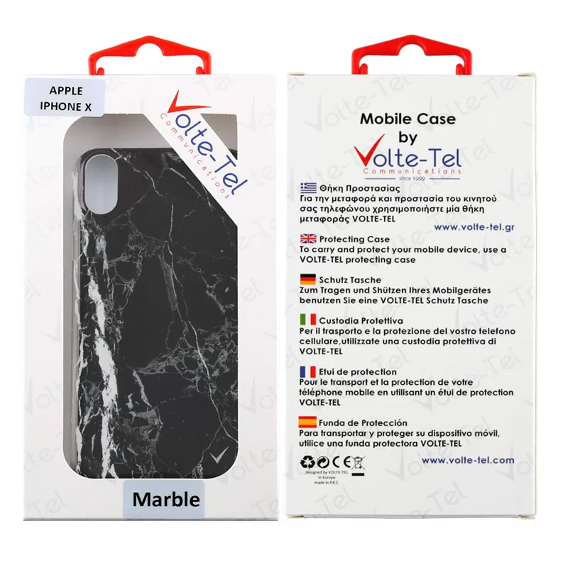 VOLTE-TEL MARBLE ΘΗΚΗ IPHONE XS/X 5.8in TPU BLACK 01 - Image 2