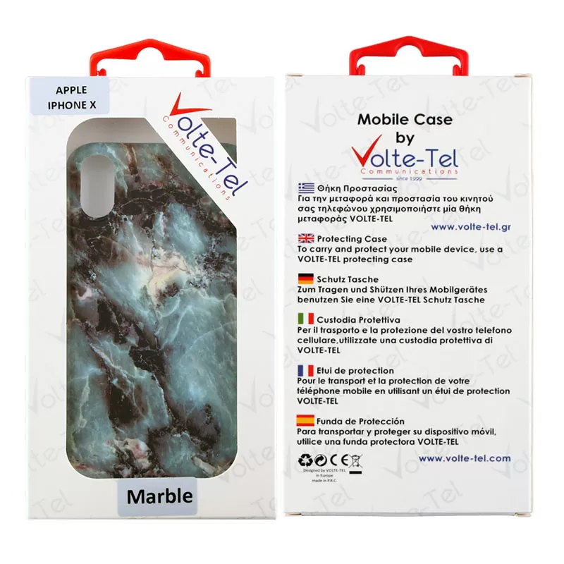 VOLTE-TEL MARBLE ΘΗΚΗ IPHONE XS/X 5.8in TPU BLUE 04 - Image 2