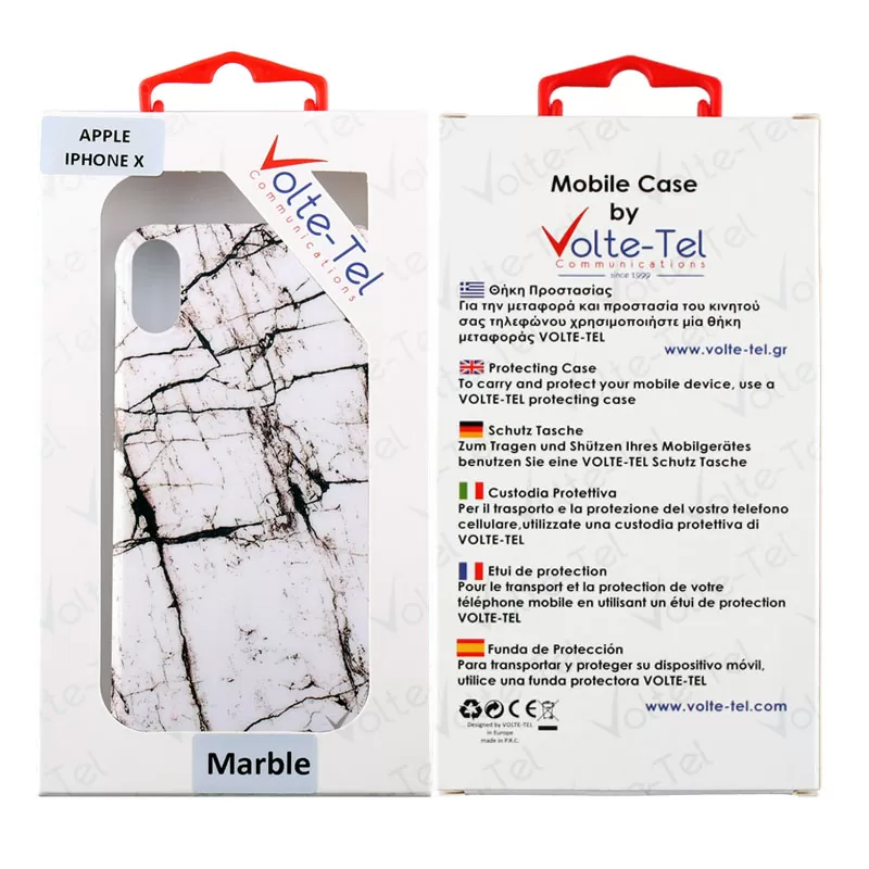 VOLTE-TEL MARBLE ΘΗΚΗ IPHONE XS/X 5.8in TPU WHITE 03 - Image 2
