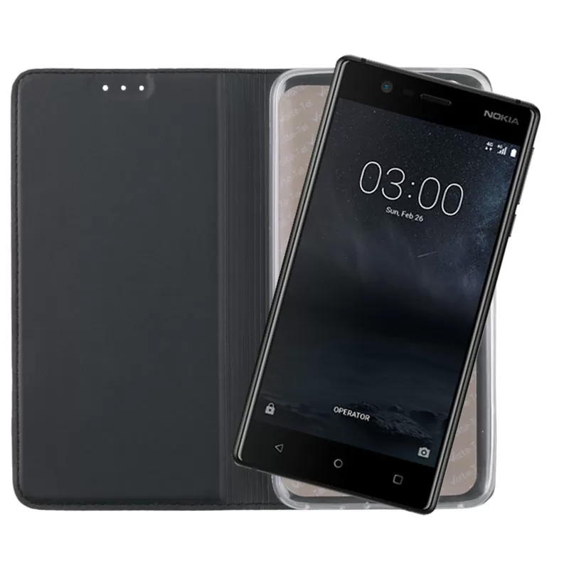 VOLTE-TEL MAGNET BOOK STAND ΘΗΚΗ NOKIA 3 5.0in DARK GREY - Image 5