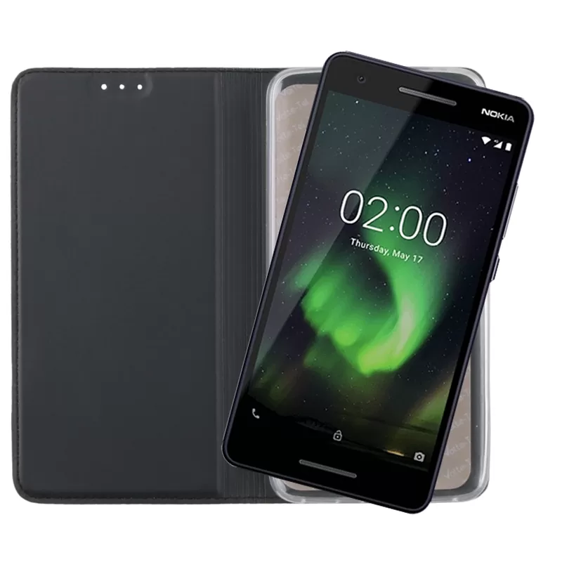 VOLTE-TEL MAGNET BOOK STAND ΘΗΚΗ NOKIA 2.1 5.5in DARK GREY - Image 5