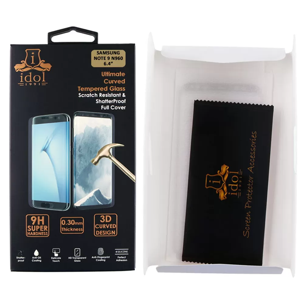 IDOL 1991 GLAMOUR TEMPERED GLASS SAMSUNG NOTE 9 N960 6.4in 9H 0.30mm FULL COVER 3D FULL GLUE TRANSPARENT + SQUEEZY CARD - Image 3