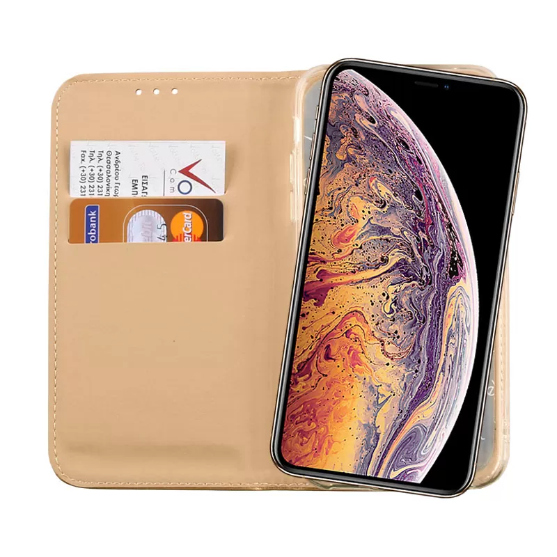 VOLTE-TEL POCKET MAGNET BOOK STAND ΘΗΚΗ IPHONE XS MAX 6.5in GOLD - Image 6