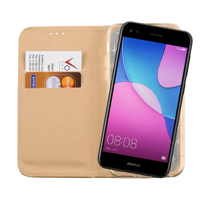 VOLTE-TEL POCKET MAGNET BOOK STAND ΘΗΚΗ HUAWEI P9 LITE MINI/Y6 PRO 2017 5.0in GOLD - Image 6