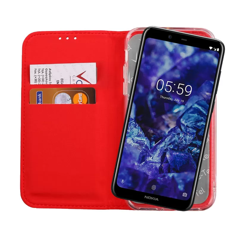 VOLTE-TEL POCKET MAGNET BOOK STAND ΘΗΚΗ NOKIA 5.1 PLUS 5.86in RED - Image 6