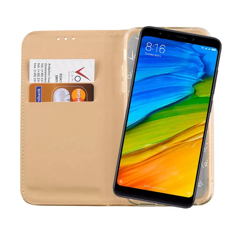 VOLTE-TEL POCKET MAGNET BOOK STAND ΘΗΚΗ XIAOMI REDMI NOTE 5 AI DUAL CAMERA 5.99in GOLD - Image 6