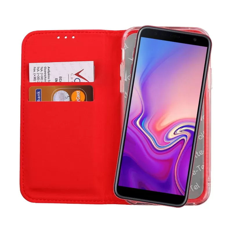 VOLTE-TEL POCKET MAGNET BOOK STAND ΘΗΚΗ SAMSUNG J6 PLUS J610 6.0in RED - Image 6