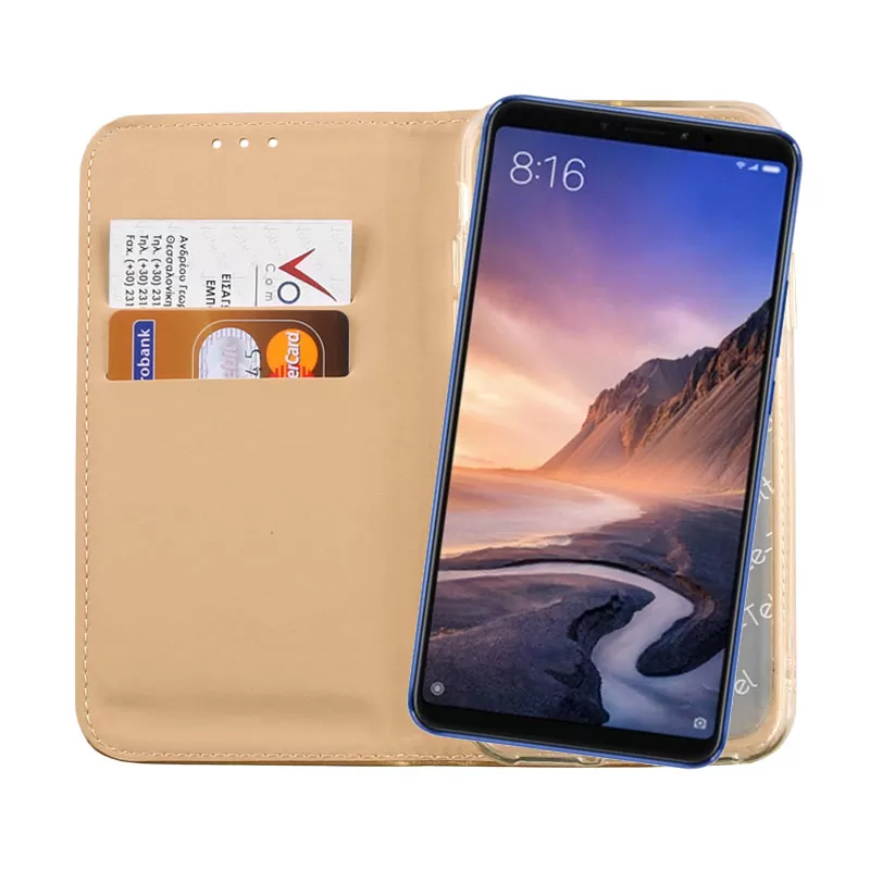 VOLTE-TEL POCKET MAGNET BOOK STAND ΘΗΚΗ XIAOMI MI MAX 3 6.9in GOLD - Image 6