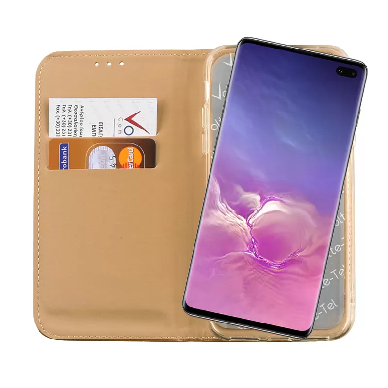 VOLTE-TEL POCKET MAGNET BOOK STAND ΘΗΚΗ SAMSUNG S10 PLUS G975 6.4in GOLD - Image 6