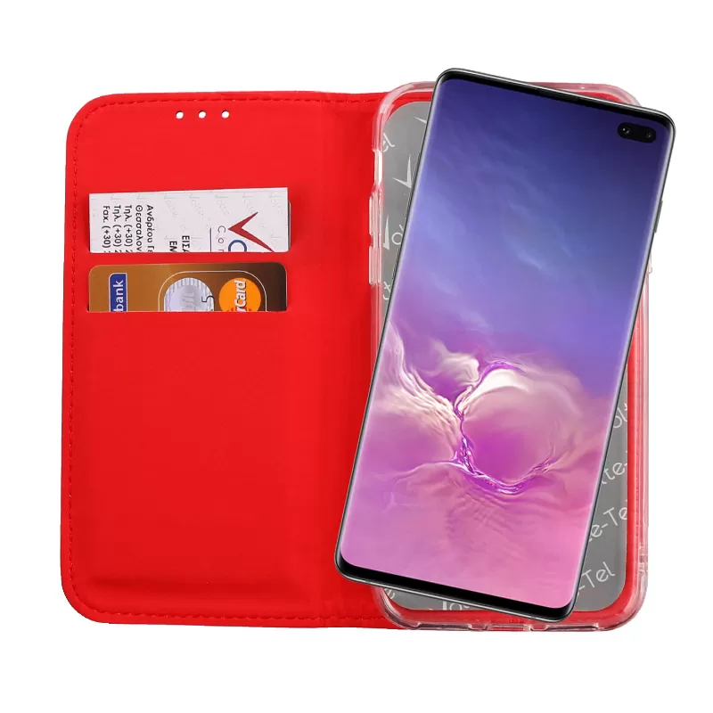 VOLTE-TEL POCKET MAGNET BOOK STAND ΘΗΚΗ SAMSUNG S10 PLUS G975 6.4in RED - Image 6