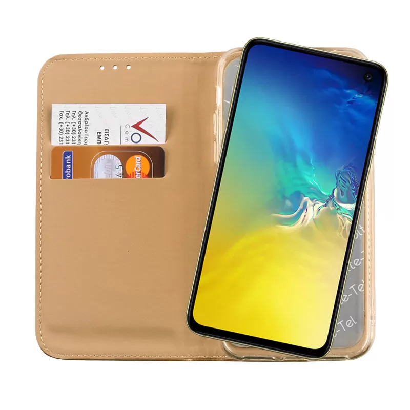 VOLTE-TEL POCKET MAGNET BOOK STAND ΘΗΚΗ SAMSUNG S10e G970 5.8in GOLD - Image 6