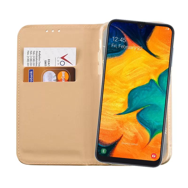 VOLTE-TEL POCKET MAGNET BOOK STAND ΘΗΚΗ SAMSUNG A20 2019 A205 6.4in GOLD - Image 6