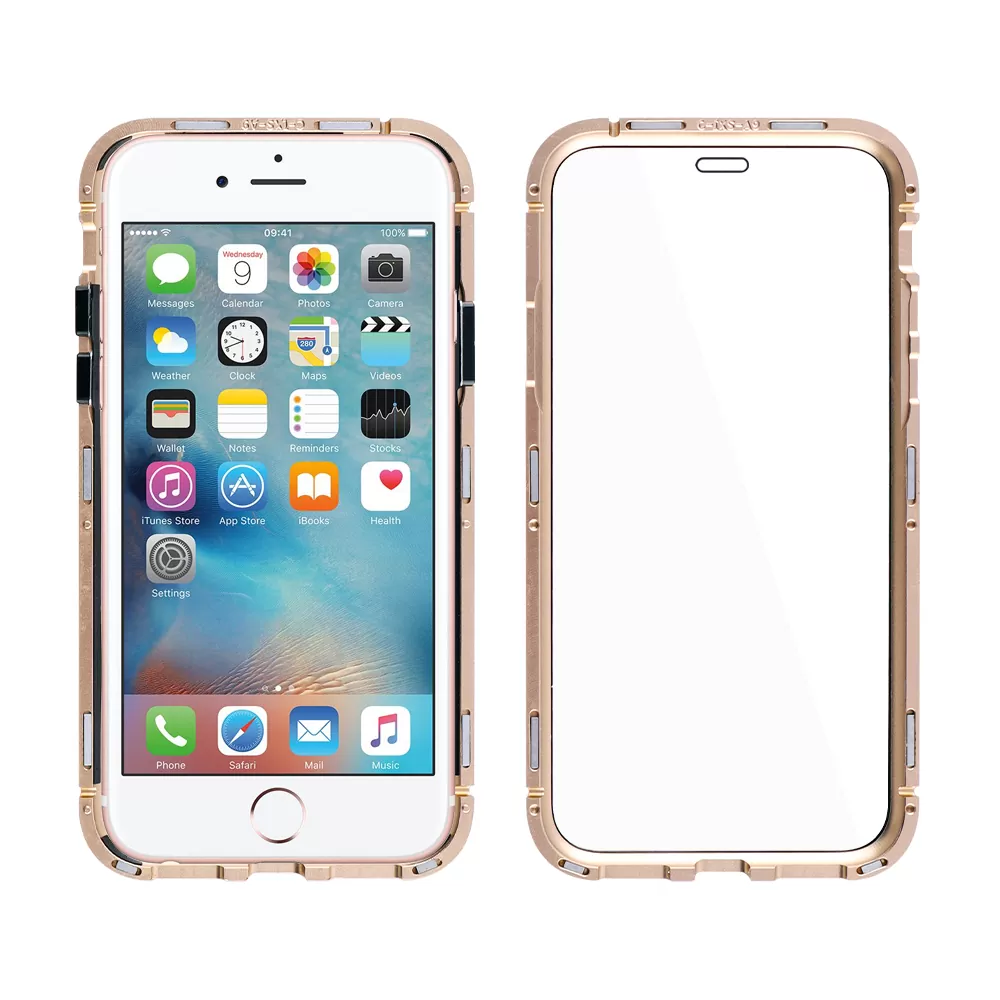 IDOL 1991 MAGNETIC METAL FRAME ΘΗΚΗ IPHONE 6S/6 4.7in GOLD+TEMPERED GLASS BACK-FRONT - Image 4