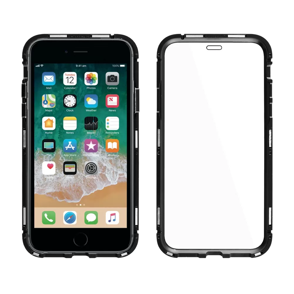 IDOL 1991 MAGNETIC METAL FRAME ΘΗΚΗ IPHONE 6S PLUS 5.5in BLACK+TEMPERED GLASS BACK-FRONT - Image 4