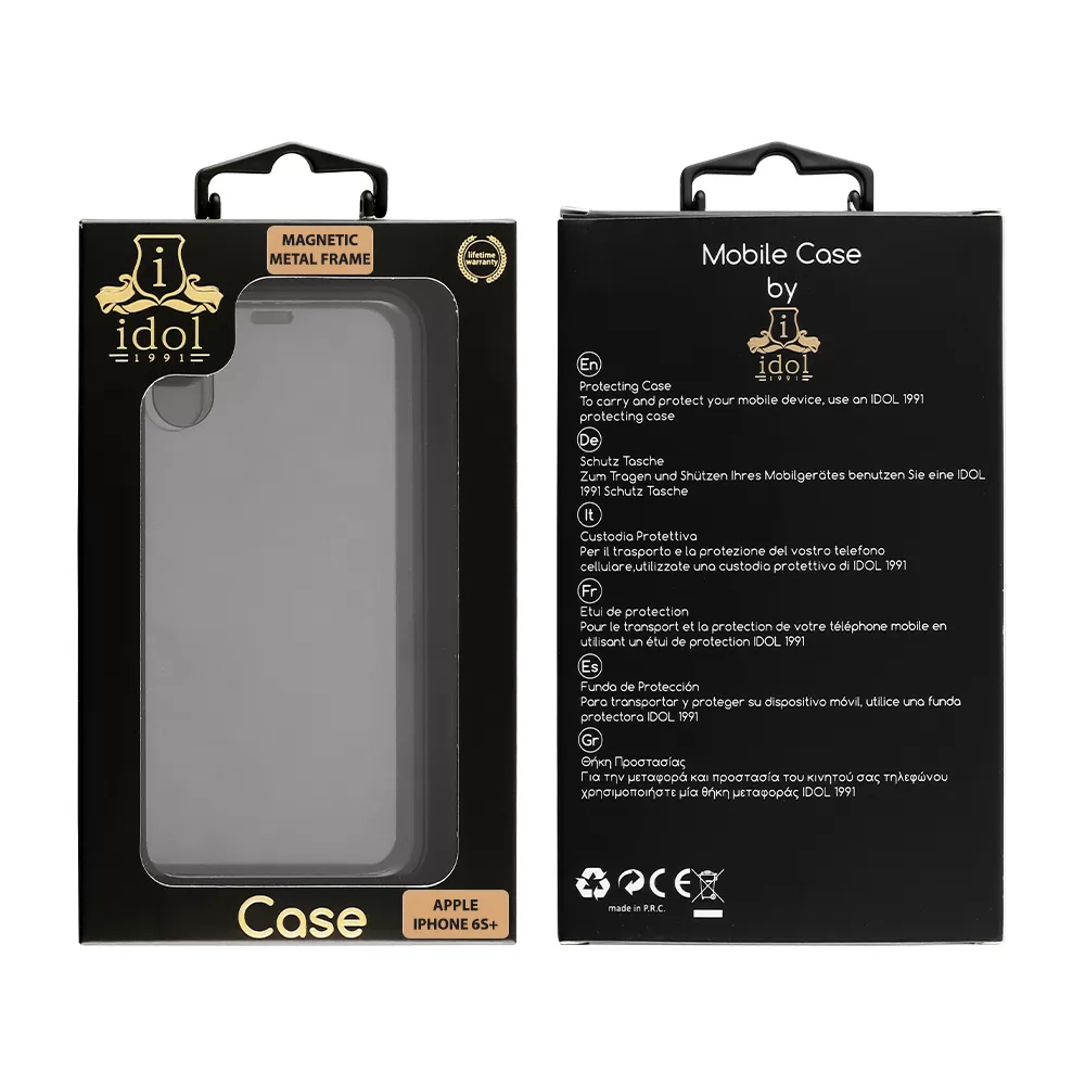IDOL 1991 MAGNETIC METAL FRAME ΘΗΚΗ IPHONE 6S PLUS 5.5in BLACK+TEMPERED GLASS BACK-FRONT - Image 2