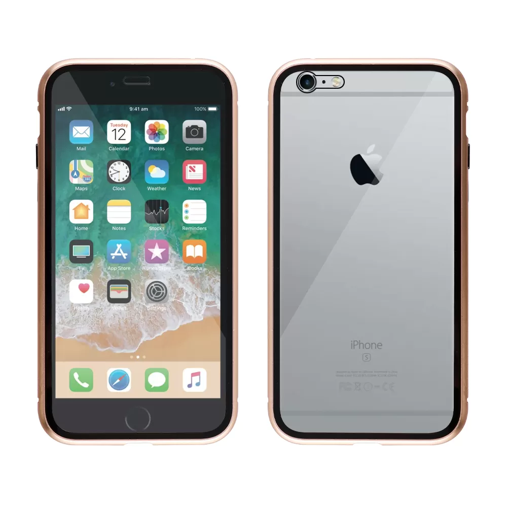 IDOL 1991 MAGNETIC METAL FRAME ΘΗΚΗ IPHONE 6S PLUS 5.5in GOLD+TEMPERED GLASS BACK-FRONT - Image 3