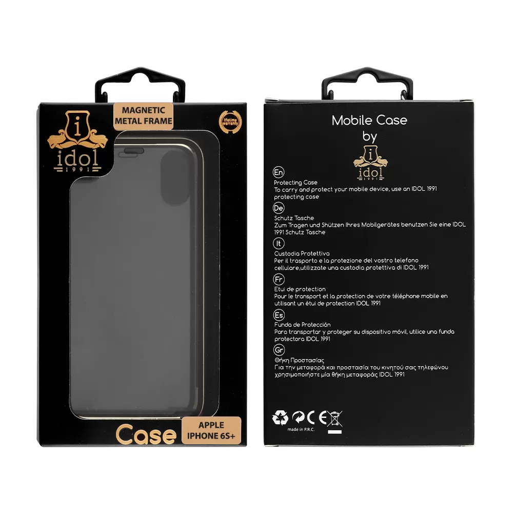 IDOL 1991 MAGNETIC METAL FRAME ΘΗΚΗ IPHONE 6S PLUS 5.5in GOLD+TEMPERED GLASS BACK-FRONT - Image 2