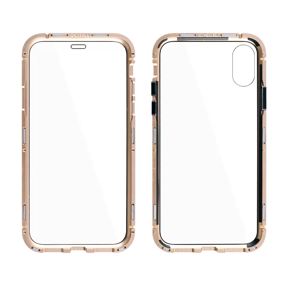 IDOL 1991 MAGNETIC METAL FRAME ΘΗΚΗ IPHONE XS/X 5.8in GOLD+TEMPERED GLASS BACK-FRONT - Image 5