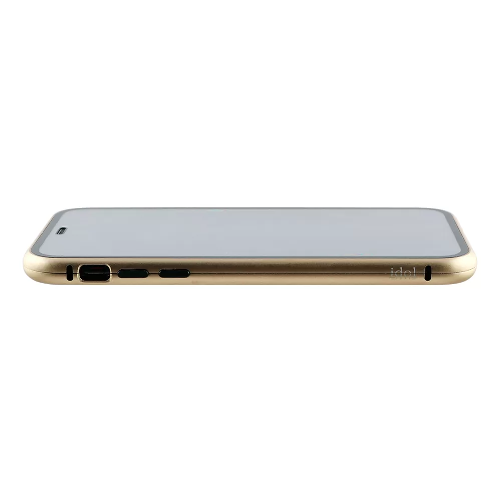 IDOL 1991 MAGNETIC METAL FRAME ΘΗΚΗ IPHONE XR 6.1in GOLD+TEMPERED GLASS BACK-FRONT - Image 7