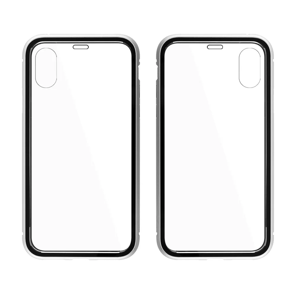 IDOL 1991 MAGNETIC METAL FRAME ΘΗΚΗ IPHONE XR 6.1in SILVER+TEMPERED GLASS BACK-FRONT - Image 6