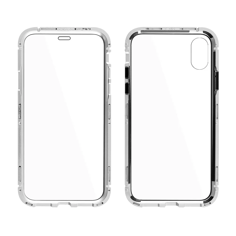 IDOL 1991 MAGNETIC METAL FRAME ΘΗΚΗ IPHONE XR 6.1in SILVER+TEMPERED GLASS BACK-FRONT - Image 5